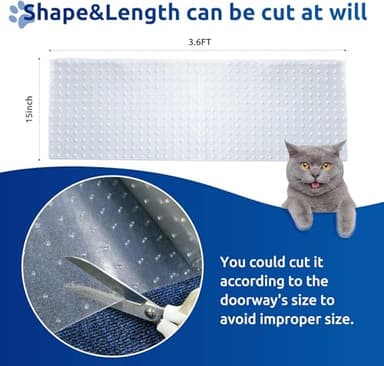 Carpet Protector for Pets Carpet Protector for Doorway, Anti Scratch Under Door Cat Scratch Protector Mat, Cat Barrier Mat Easy to Cut Plastic Stopper (Clear, 3.6FT-2pack) - Image 2