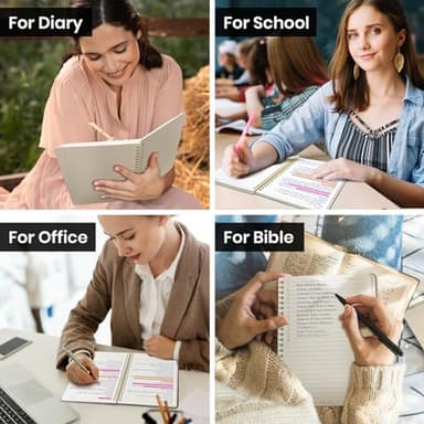 ZOTIA Lined Spiral Journal Notebook for Women, A5 College Ruled Journals for Writing, Hardcover Notebooks for Work, Note taking and Office School Supplies,140 Pages - Black - Image 7