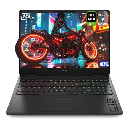 HP OMEN Gaming Laptop, AMD Ryzen 9-8940HX, 32 GB DDR5 RAM, 1 TB PCIe SSD, 16" 2K (1920x1200) 144Hz Display, Nvidia G-Force RTX 5060, Backlit Keyboard, W11 Pro, Shadow Black - Image 1