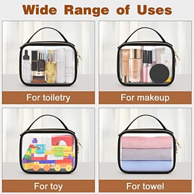 Wedama TSA Approved Toiletry Bag, 3 Pack Clear Makeup Bags with Handles, Quart Size Clear Toiletry Bags, PVC Cosmetic Bags for Women and Men, Carry on Airport Airline Compliant Bag, Black - Image 6