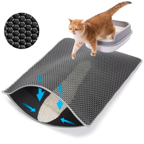 Cat Litter Mat Litter Trapping Mat, 25''x16'' Cat Litterbox Mat for Floor, 2 Layer Honeycomb Pet Litterbox Matt Catcher Rug, Waterproof Urine Proof, Non-Slip, Soft, Clean Easily, Small - Image 1