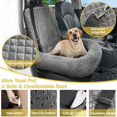 Dog Car Seat for Small Medium Dogs,Detachable Washable Travel Safety Pet Booster Seat, Comfy Ultra Soft and Multifunctional Car Travel Bed,Grey - Image 4