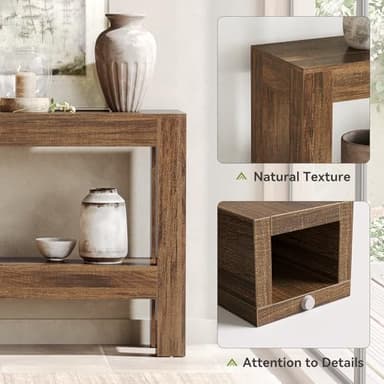 LITTLE TREE 63-Inch Narrow Long Console Table for Living Room, Farmhouse Wood Entryway Table for Hallway, Sofa, Entry, Entrance, Foyer, Behind Couch with 2-Tier Shelves, Brown - Image 7