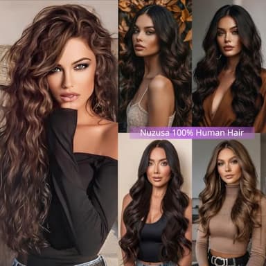 Nuzusa Clip in Hair Extensions Real Human Hair,100% Seamless Invisible Remy Human Hair Silky Straight,Clip Extensions for Women, 8pcs Per Set with Double Weft,2 Dark Brown,26inch 130g/4.6oz - Image 6