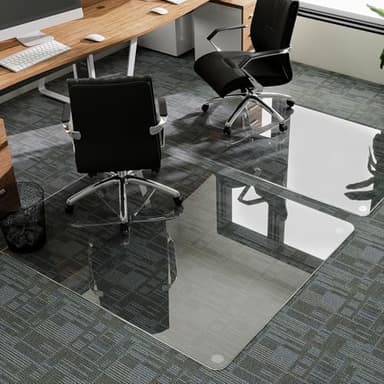 GLSLAND 47"x40" Tempered Glass Chair Mat Heavy-Duty Floor Protector for Carpet & Hard Floors Scratch-Resistant Office Computer Desk Mats Clear - Image 8
