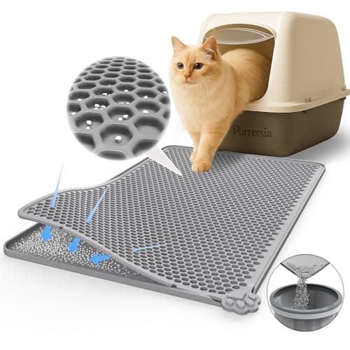 Purrersia Silicone Litter Box Mat 24"x15" (Keep Floor Clean)(Easy Clean)(Anti-Crease)(Built to Last)(Non-Slip)(Double Layer Detachable)(Soft on Paws)(Claw-Proof)