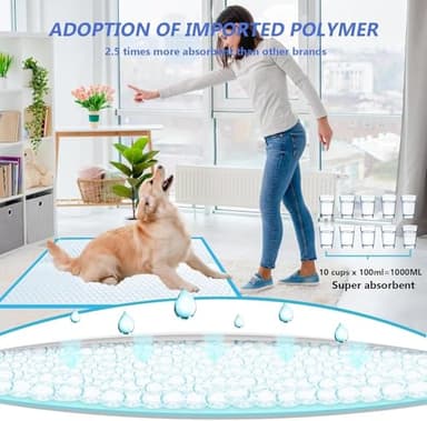 XXXL Puppy Pee Pads for Dogs 31"x47" 100 Count, Pee Pads Extra Large, Leak-Proof & Super Absorbent Dog Pee Pads, Thicken Disposable Potty Pads Puppy Training Pads for Cats Rabbits - Image 2