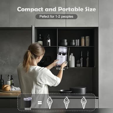 BRIOBITE Ice Cream Maker Machine – Premium Electric Mini Maker Machine with Low-Noise Operation, Rechargeable,Perfect for Gelato, Sorbet & Frozen Yogurt, Easy to Clean,Silver - Image 4