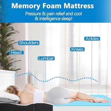 Roxzo 4-inch Queen Size Tri-Fold Memory Foam Mattress, Foldable for Indoor, RV/Camper Van, Travel, Camping, and Guest Rooms, with Breathable Cover & Non-Slip Bottom, 78x58x4 inches - Image 3