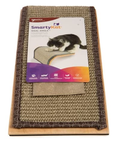 SmartyKat Sisal Angle Ramp Cat Scratcher for Indoor Cats & Kittens, Durable Sisal & Wood Scratching Pad, Includes Catnip, Gray/Taupe - Image 5