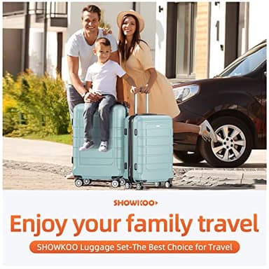 SHOWKOO Luggage Sets Expandable PC+ABS Durable Suitcase Double Wheels TSA Lock Mint Green - Image 2