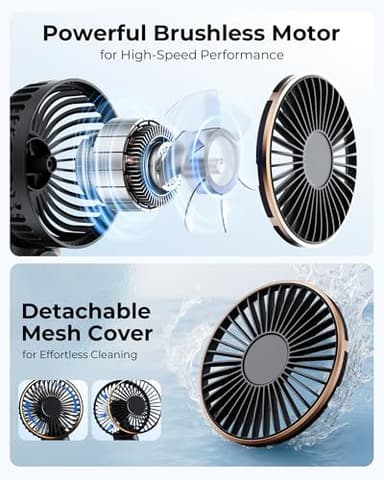 TUNISE Portable Handheld Fan, 4000mAh, 180 Adjustable, 6 Speed Wind, Display Electricity in Real Time, USB Rechargeable Foldable Personal Fan - Image 3