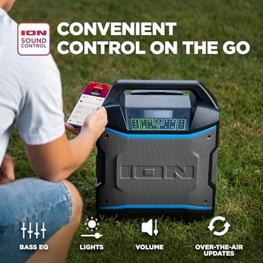 ION Block Rocker - Portable Bluetooth Outdoor Party Speaker with Karaoke Microphone, Battery, 4 Speakers, Radio, USB Port, App, Water-Resistant, 120W - Image 5