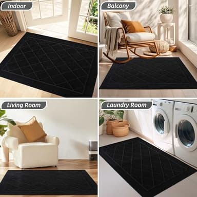 BEQHAUSE Dirt Trapper Door Mat 24" x 36", Doormat Non-Slip Entryway Rugs Washable, Dog Door Mat Stain Resistant and Absorbent Welcome Floor Mat for Front Back Door, Muddy Wet Shoes & Paws, Black - Image 8