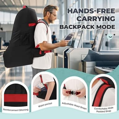 RAINSMORE Padded Car Seat Travel Bag for Airplane Heavy Duty Car Seat Backpack for Air Travel Baby Carseat Cover Bags for Airport Large Car Seats Carrier Fits Car Seats & Booster Seats, Black - Image 5