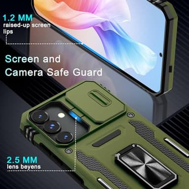DEERLAMN Case for Samsung Galaxy S25 6.2-Inch with Slide Camera Cover+Screen Protector (1 Pack), Rotated Ring Kickstand Military Grade Shockproof Protective Cover-Olive Green - Image 6
