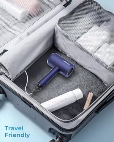 SHRATE Lightweight Ionic Hair Dryer with Diffuser - Powerful 1800W Blow Dryer for Fast Drying - Professional Low Noise Mini Hair Dryer for Travel, Gifts, Hair Styling - Image 6