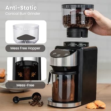 Gevi Coffee Grinder Electric,Coffee Bean Grinder with 35 Grind Settings for Espresso,Drip,French Press,Burr Coffee Grinder for Home Use,Anti-static Design,Black - Image 9