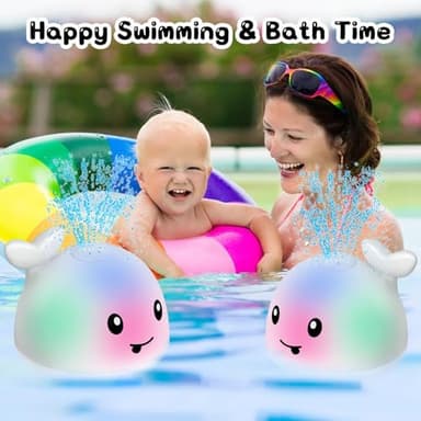 Light Up Toddler Bath Toys - Water Table For Toddlers 1-3 - Whale Water Spray Toy - Toys For Ages 0-2 - Baby Infant Bathtub Floating Pool Toy 6-12-18 Months - One Year Old Girls Boys Birthday Gifts - Image 3