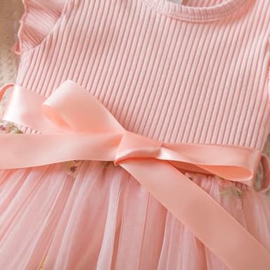 Nileafes Toddler Baby Girl Party Dress Floral Tutu Ruffle Sleeve Princess Cake Smash Photo Shoot Dresses Size 1Y (6-12 Months, 121-Pink) - Image 5