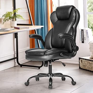 Big and Tall Office Chair 400lbs-Heavy Duty Executive Desk Chair with Extra Wide Seat, High Back Ergonomic Leather Computer Chair with Tilt Rock&Tension, Padded Armrests-Black - Image 7
