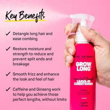 Marc Anthony Leave-In Conditioner Spray & Detangler, Grow Long Biotin, 2-pack - Anti-Frizz Deep Conditioner For Split Ends & Breakage - Vitamin E, Caffeine & Ginseng for Curly, Dry & Damaged Hair - Image 2