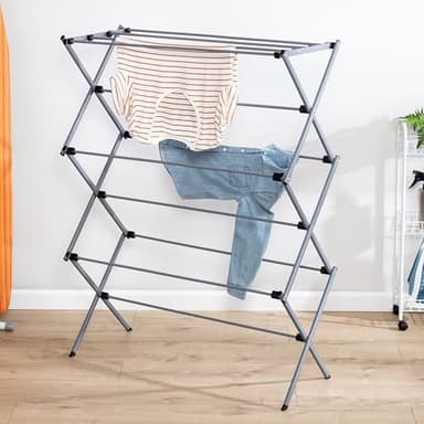 Honey-Can-Do Collapsible Laundry Drying Rack, Sturdy Steel, Foldable & Portable Clothes Drying Rack, Space-Saving Design, Indoor & Outdoor Drying, Ideal for Laundry Room 50lb Capacity, Silver - Image 2