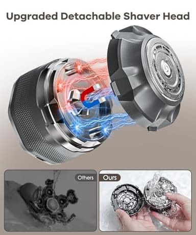 Head Shavers for Bald Men Magnetic Single Blade Electric Shaver with Super Large Blade 10000 RPM Motor IPX8 Waterproof LED Display,Head Shaver (Gray) - Image 4