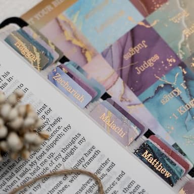 UPAFEXXI-Laminated Bible Tabs (Gold Foil Embossed Lettering), Bible Tabs for Women and Men, Reposition Large Print Stickers, Easy to Read and Apply, 80 Chapters Labels for Easy Navigation - Image 5