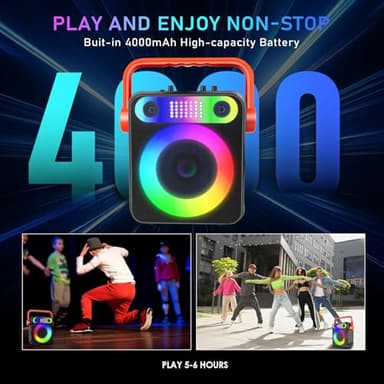 DFTRT Karaoke Machine with Two Wireless Microphones, Portable Bluetooth Speaker with Strobe Lights, Karaoke Machine for Adults & Kids, Karaoke Speaker Supports TF Card/USB, AUX in, FM, REC,TWS - Image 5