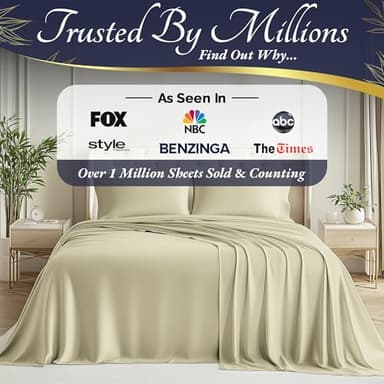 DECOLURE 100% Viscose Derived from Bamboo Sheets Queen Size 4pcs - Ultra Soft & Luxuriously Cooling, 17" Deep Pocket, Double Stitching, Perfect for Hot Sleepers - Queen Bed Sheets (Creme) - Image 6