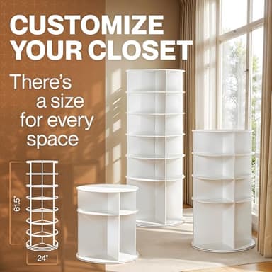 LOFT + IVY 7 Tier Rotating Shoe Rack Tower – 360° Spinning Storage Organizer, Modern Round Shoe Carousel for Closet, Entryway, Bedroom – Space Saving Rotating Lazy Susan Storage Tower - Image 7