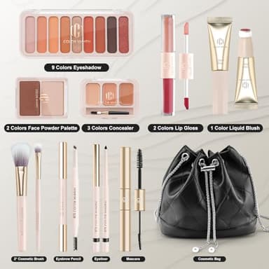 Color Nymph Makeup Set for Teens Girls with Cosmetic Bag, Full Face Makeup Kit For Women included 9 Color Eyeshadow Palette Concealer Liquid Blush Eyeliner Lipgloss - Image 2