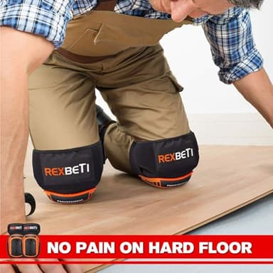 REXBETI Knee Pads for Work, Construction Knee Pads for Men, Heavy Duty Comfortable Anti-slip Foam Gel Knee Pads for Gardening Flooring and Cleaning, Strong Stretchable Straps, Orange - Image 6