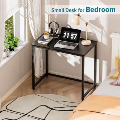 SINPAID Small Computer Desk 31.5 inches Desk for Small Spaces Sturdy Home Office Desks Modern Gaming Desks Study Writing Laptop Table, Black - Image 5
