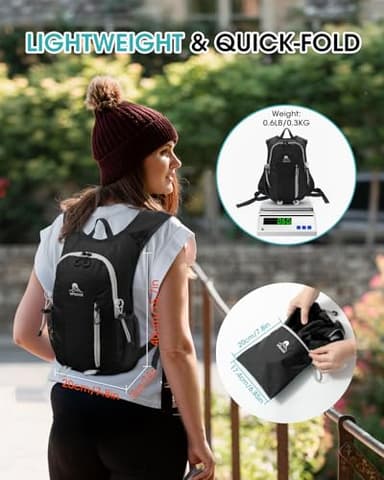 VPBAGE Small Hiking Backpack with Front Phone Holder, Packable Back pack with Chest and Waist Strap, Lightweight Daypack for Women Men - Image 4