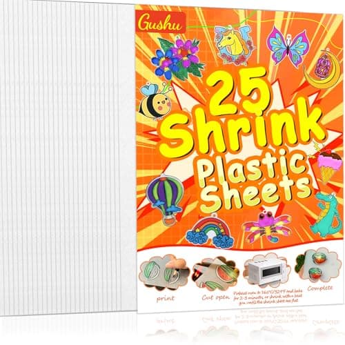 Gushu 25PCS Shrinky Dink Sheets,Shrink Plastic Sheets for Crafts,Shrinky Plastic for Crafts Kids DIY Jewelry Keychains Making,20x14.5cm - Image 1