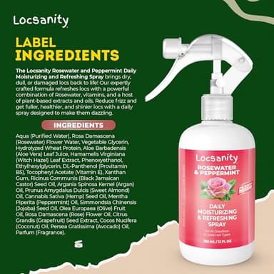 Locsanity Daily Moisturizing Refreshing Spray for Locs, Dreadlocks - Rose Water and Peppermint Hair Scalp Moisturizer, Dreadlock Spray - Natural Loc Care and Maintenance (12oz) - Image 3