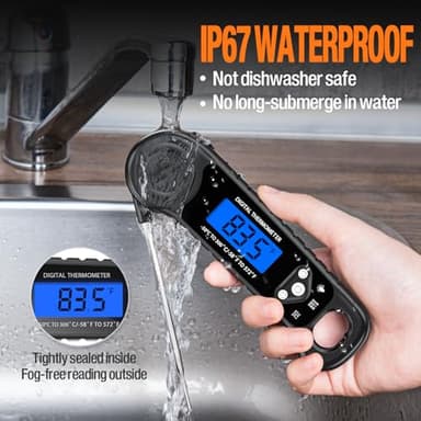 AMMZO Meat Thermometer Digital, Instant Read Food Thermometer for Cooking Deep Fry BBQ Oven Grill Smoker Roast and Candy Thermometer, Camping & Kitchen Essentials, Gifts for Men Women - Image 3