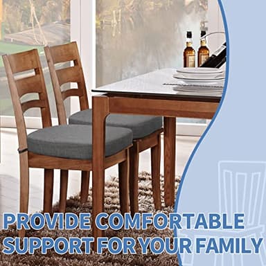 BUYUE Thickened 2.5" Friendly Woven Fabric Dining Chair Cushion, U-Shape High Density Foam Comfortable Chair Pad for Kitchen, Slip Resistant Indoor Seat Cushion (1 Piece, Dark Gray) - Image 3
