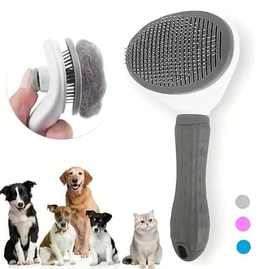 Pet Grooming Brush For Cats & Dogs Self-Cleaning Slicker Brush Hair Removal Comb Gentle De-shedding Grooming Tool - Image 3