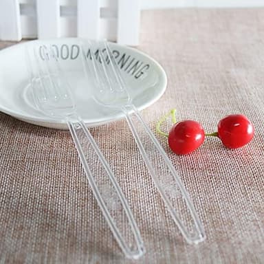 200 Count Plastic Silverware, Heavy Weight Plastic Forks Spoons Disposable Utensils Cutlery Set for Wedding Party Supplies Everyday Use - Image 4