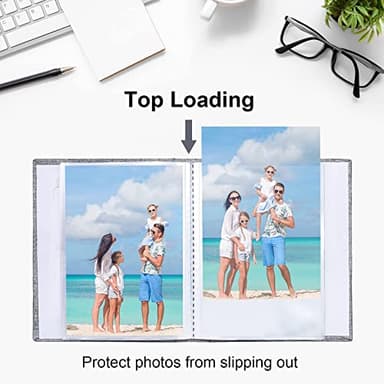 Vienrose Small Photo Album 4x6 Photos, 2 Pack Linen Cover Mini Photo Book, 26-Page Holds 52 Pictures, Artwork or Postcards Storage for Baby, Grey - Image 3