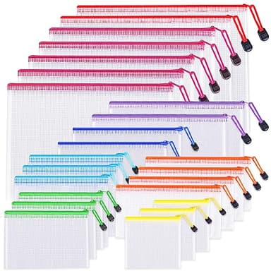 24pcs Mesh Zipper Pouch Bags - 8 Sizes Plastic Zipper Pouches for Organization, Mesh Bags with Zipper, Waterproof Clear Travel Pouches, UMETDO File Bag with Zipper for Office Supplies - Image 1