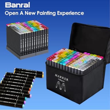 Banral Alcohol Markers Set, 136 Colors Dual Tip Alcohol Based Art Marker for Artists, Permanent Drawing Pens for Adult Coloring Sketching Illustration with Case and Holders - Image 8