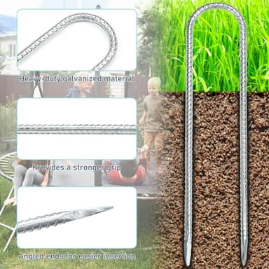 Trampoline Stakes 12inch, Heavy Duty Trampolines Anchors High Wind Tram poline Ground Anchors Ground Stakes Galvanized Steel Trampoline Accessories (8) - Image 2