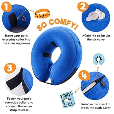 BENCMATE Inflatable Dog Cone Collar Alternative, Soft Dog Cone for Small Medium Large Dogs and Cats, Neck Recovery ECollar Donut Collar After Surgery (Large, Blue) - Image 2