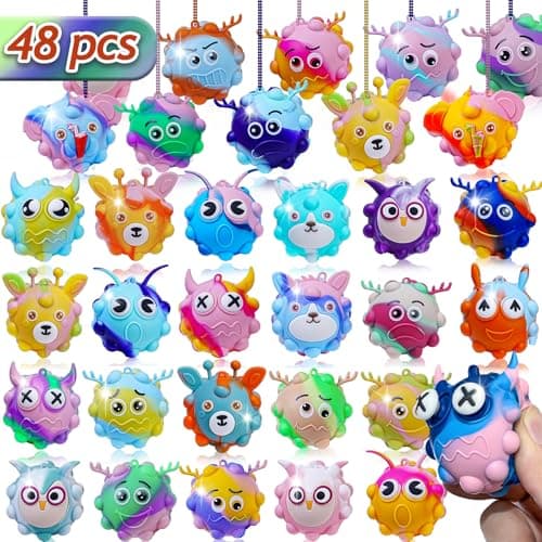48 Pack Pop Fidget Toys Bulk 3D Stress Ball Toy, Party Favors for Birthday, Sensory Toys Bulk Squeeze Toys, Stress Relief, Easter Basket Stuffers, Classroom Prizes Stocking Stuffers for Adults Toddler - Image 1