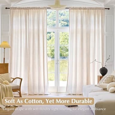 Cute Floral Velvet Curtains 102 Inches Long 2 Panels for Bedroom Rod Pocket Light Filtering Drapes Soft Chenille Textured Airy Modern Farmhouse Living Room Window Drapes Morandi Decor 52x102 Beige - Image 2