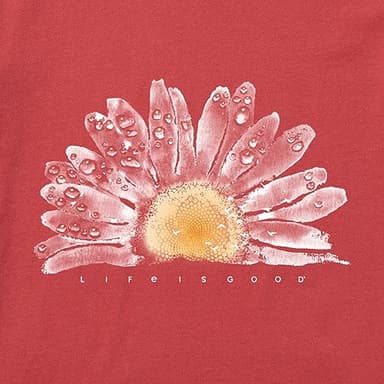 Life is Good. Women's Crusher Vee Watercolor Daisy, Faded Red - Image 2